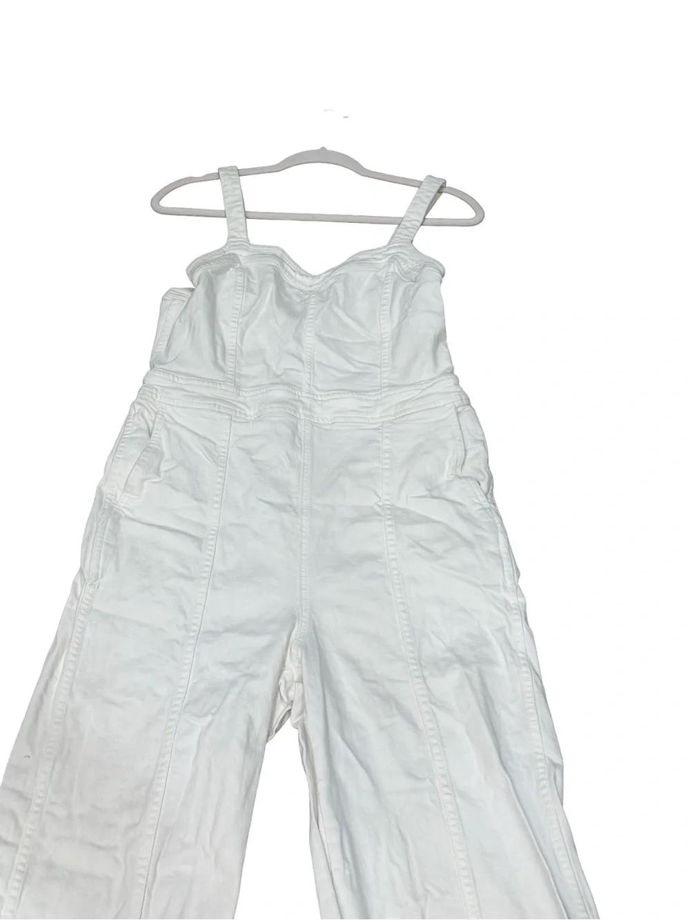 ๐ค Madewell Denim Seamed Wide-Leg Jumpsuit Pure White Size 10 - Picture 5 of 16